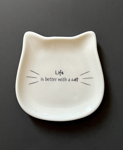 Life Is Better With A Cat Black White GANZ Cat Kitten Small Trinket Bowl Dish - Picture 7 of 7