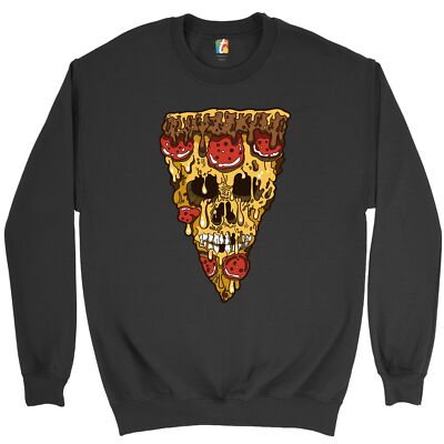 Melting Pizza Zombie Face Sweatshirt Horror Halloween Scary Undead Crewneck