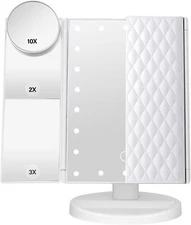 Makeup Mirror Vanity with Lights 1X 2X 3X 10X 11.2"L x 4.7"W, White 