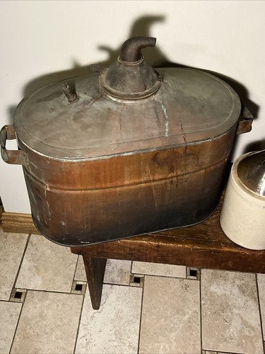 Rare Antique Copper Moonshine Boiler/Still Setup With Funnel, Copper Pot & Jug!!
