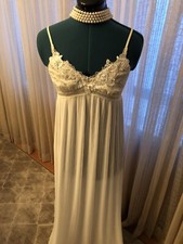 NIGHTGOWN Nightie Bridal Lingerie Elegant Sleepwear Lace White Small