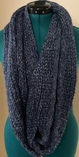 Infinity Scarf Blue Knitted Cable Chunky Oversized Cowl Neck Warmer 60" NWT