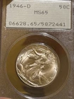 1946-D Walking Liberty Silver Half 50C PCGS MS 65 Walker RATTLER OLD GREEN HOLD