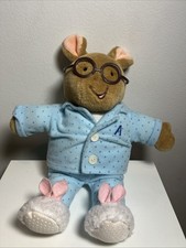 13" VINTAGE EDEN ARTHUR BEDTIME BLUE PAJAMAS BUNNY SLIPPERS STUFFED ANIMAL PLUSH