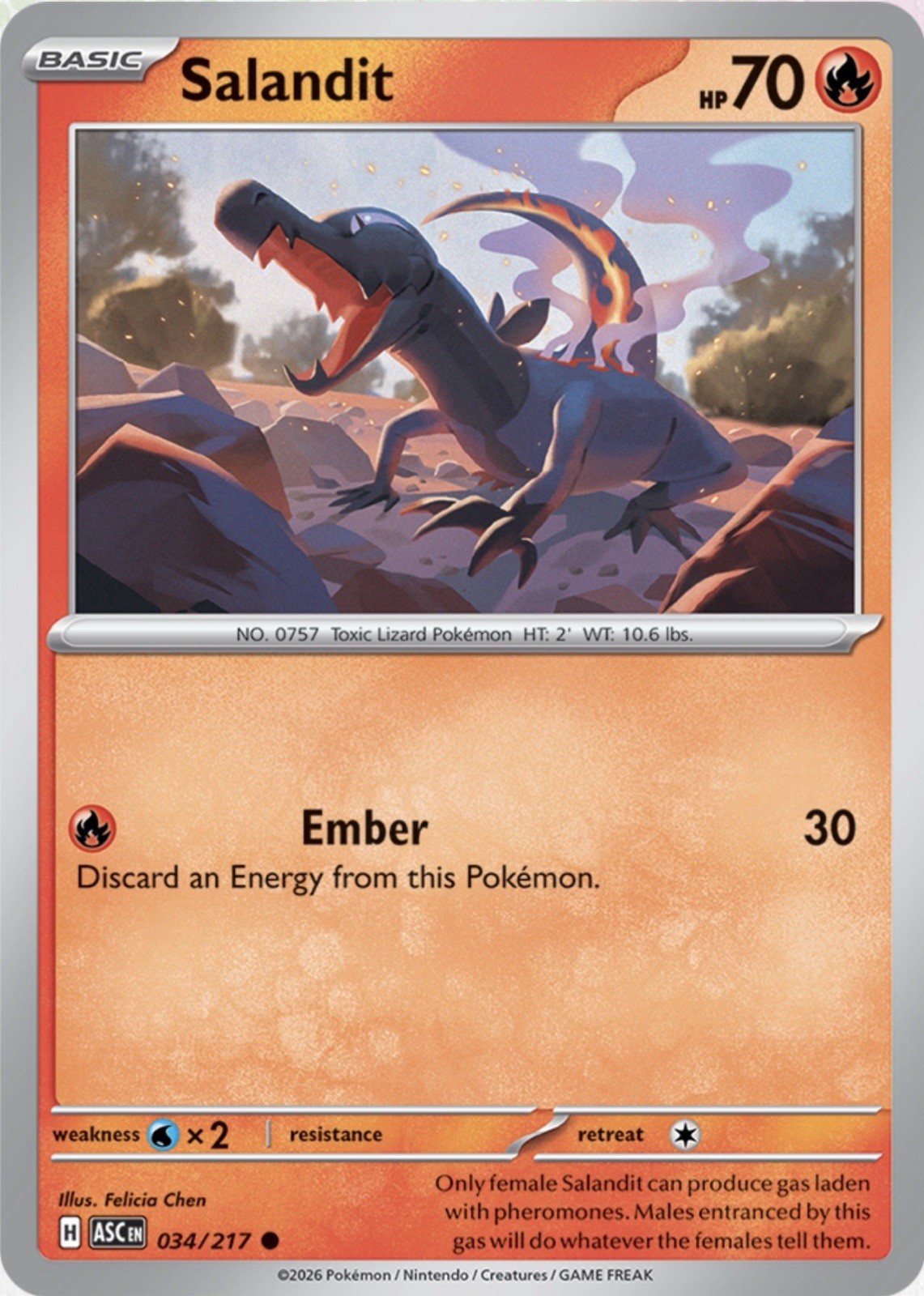 Salandit 034/217 Pokémon ME: Ascended Heroes Common Regular 2026 NM