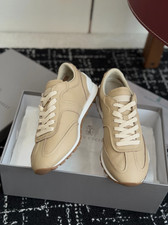 Brunello Cucinelli Men's Beige Pebbled Leather Sneakers Runners EU 42 -US 9