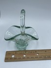 Vintage Hand Blown Mini Glass Basket With Handle Fan Shape Mini — photo 7