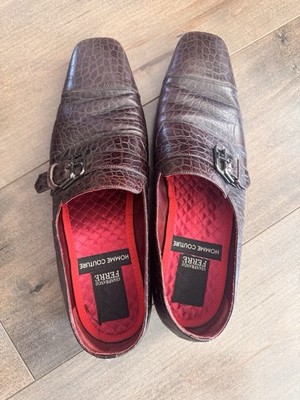 Gianfranco Ferre Leather Croc Brown Dress Shoes