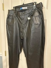 Old Navy Women's High-Waisted OG Straight Faux-Leather Pants 16 -Black- NWT
