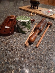 Lot of 2 Vtg TOCA Kaman Percussion Wooden Hand Instruments Scraper Blocks