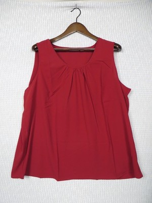 Susan Graver Essentials Tank Top Womens 2X Red Scoop Neck Pleated Sleeveless