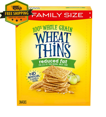 Wheat Thins Reduced Fat Whole Wheat Crackers, Family Size Saltine Snacks 12.5 oz