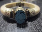 Vintage Turquoise Hinged Bangle Bracelet – Boho Statement Silver Tone India — photo 1