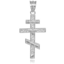 925 Sterling Silver Russian Orthodox Cross Pendant