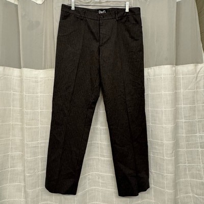 D&G Dolce & Gabbana Dark Gray Pinstripe Trousers 34 IT Made in Italy