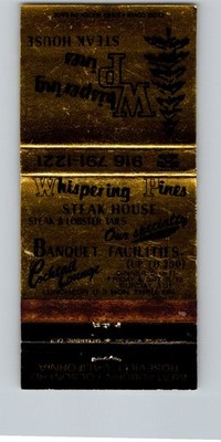 White Pines Steakhouse Roseville CA Vintage Matchbook Cover TMM24-1