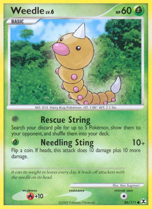 WEEDLE 86/111 C RISING RIVALS POKEMON REVERSE HOLO LP REVERSE HOLO
