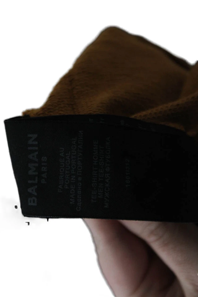 Sudadera con capucha Balmain para hombre de algodón con logotipo elevado manga larga con cordón marrón talla M Foto 4 de 4