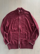 Brunello Cucinelli Men s Burgundy Cotton Full Zip Sweater - Size 54