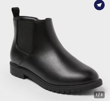 Women's Black Ankle Bootie Boots Round Toe Solid Side Zipper Zip Closure