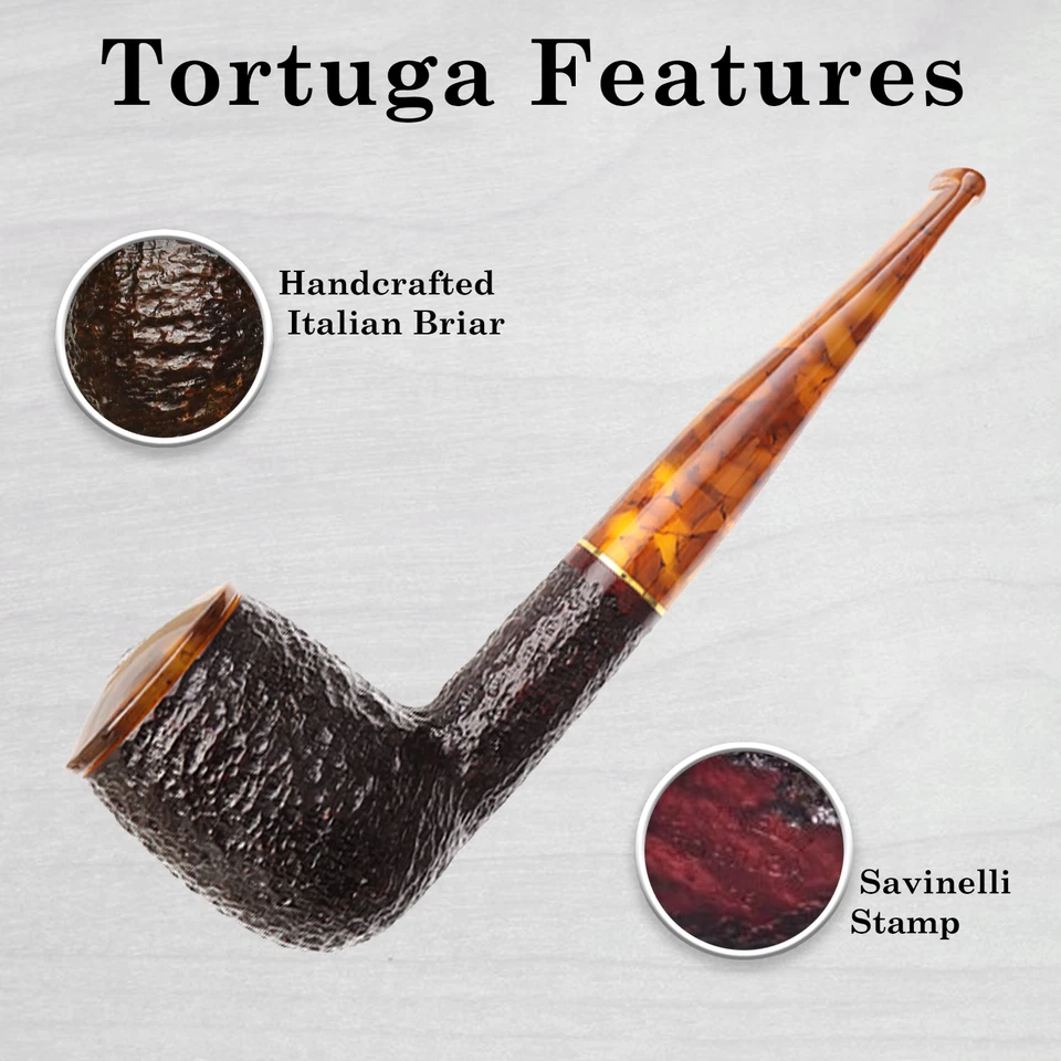 Pipa de tabaco Savinelli Tortuga rústica 106 Briar + tapa, acabado con caparazón de tortuga Foto 2 de 4