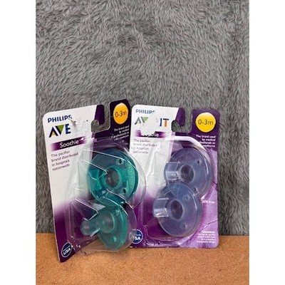 Philips Avent Soothie Pacifier 0-3m 4-Pack Teal Purple Hospital Grade Silicone