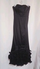 VINTAGE Phoebe Couture Strapless dress Ruffles Sz. 2 Black Acetate Blend Y2K 