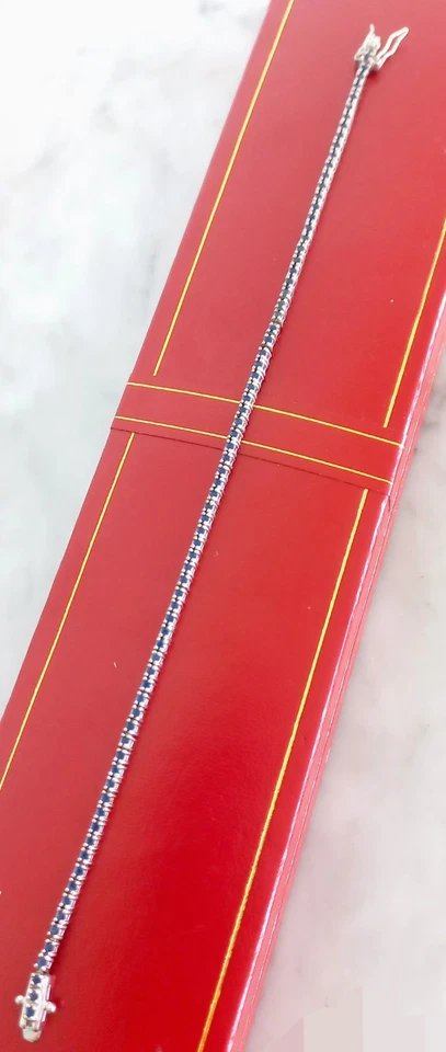 BRACCIALE TENNIS in ARGENTO 925 e Swarovski blu BRACELET STERLING SILVER & blue - Immagine 3 di 4