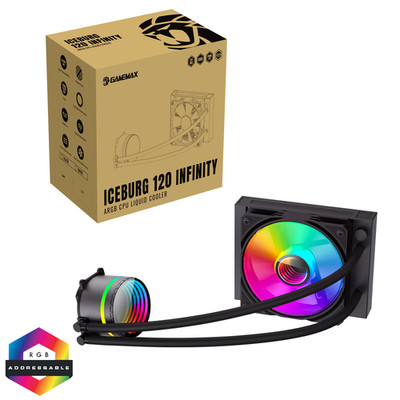 GameMax IceBurg 120mm schwarz AIO Infinity ARGB Wasserkühler CPU PC Flüssigkeitskühlung
