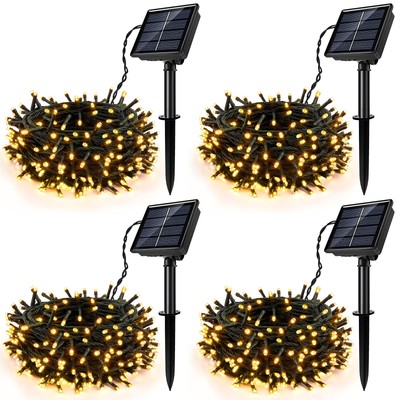 SINGCHUNGTE Solar-Lichterkette 12m, 400 LEDs, warmweiß, outdoor decor