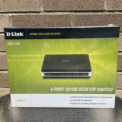 New D-Link  DES (DES1105) 5-Port 10/100 Desktop External Switch Factory Sealed 