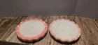 Vintage Milk Glass Pink Crest Ruffled Dessert Plates Set of 4 Fenton Style