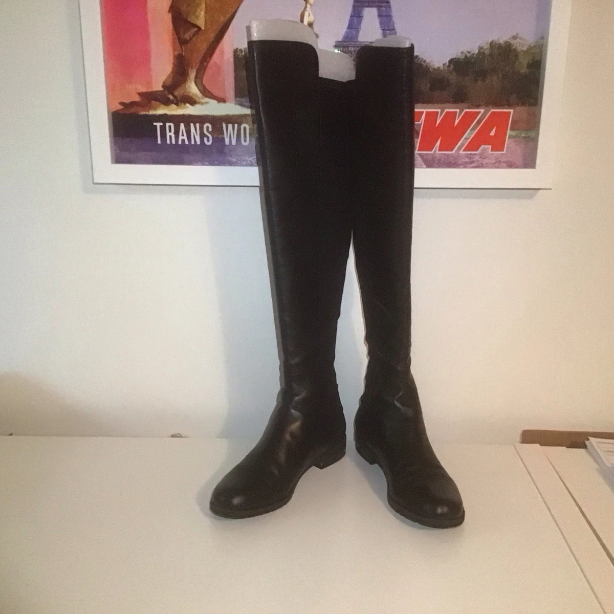 Bottes Stuart Weitzman 5050 Sur Les Genoux - Taille 4.5 UK - Cuir Noir - Neuf Avec Emballage