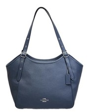 Coach Meadow Shoulder Bag Denim Blue Pebbled Leather