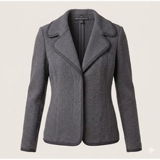 Linda Allard Ellen Tracy Grey Boucle Wool Blend Soft Blazer Jacket Open Women S