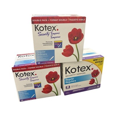 Vintage 2004 Kotex Security Tampons Regular Absorbency Unscented Box of 36 X 3