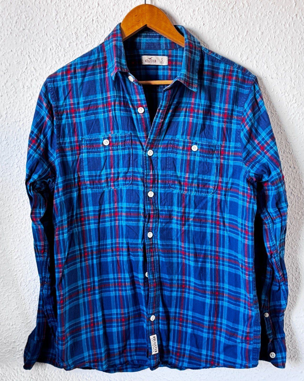 Hollister California Blue & Red Plaid Flannel Shirt image 2
