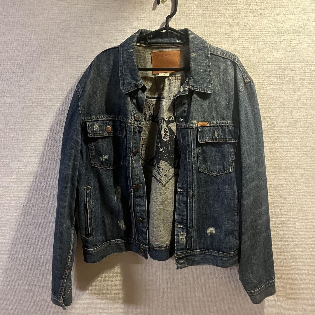 EZRA FITCH Denim Jacket L Size Unique Print Design | eBay