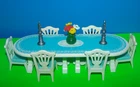 Vtg Playmobil 5339 White & Blue Table & 6 Chairs Lot Victorian Wedding Reception