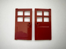 2 x NEW Lego Spare Parts 60623 Dark Red Door 1 x 4 x 6 with 4 Panes and Stud Han