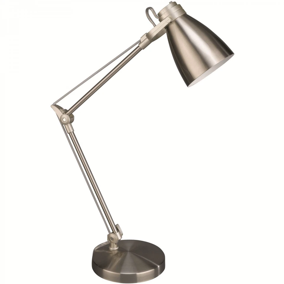 Bürotischleuchte Schreibtischlampe mit Schalter und Gummizug gebürsteter Stahl - Bild 1 von 1