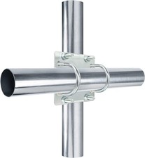 Antenna Mast Clamp Cross-Over Bracket Kit with U Bolts for 1"-2" OD Poles, Heavy