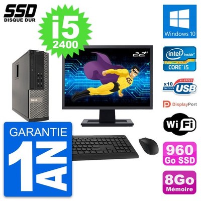 PC Dell Optiplex 990 SFF Bildschirm 22 '' i5-2400 RAM 8Go SSD 960Go Windows 10