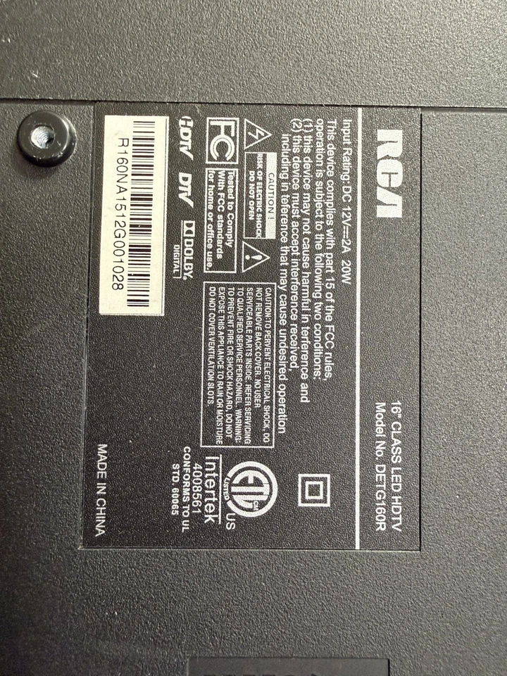 RCA 16" TV - Class LED HD 720p DETG160R - With Remote Control - Works Great - Image 4 of 4