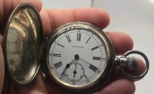 Antique Early Longines 52mm Coin Silver Pocket Watch With Engraved Case