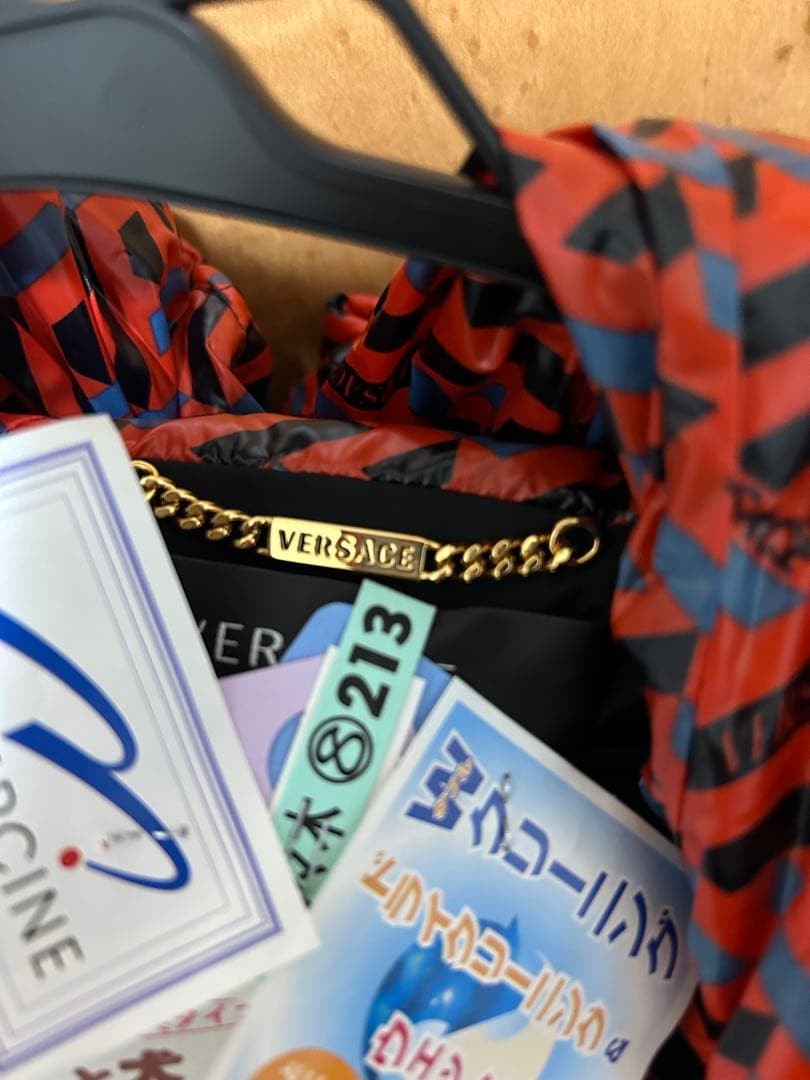 USED VERSACE HOODED DOWN JACKET IN BLACK AND RED ACCEPTABLE thumbnail 4