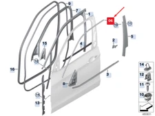 BMW X5 F15 Front Left Upper Door Window Frame 51317289633 7289633