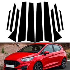 Glossy Black Pillar Posts Door Window Trim Cover Fit For Ford Fiesta 2008-2019