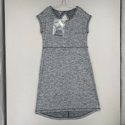 NWT T By Talbots Jersey Knit Dress Womens Medium Gray Space Dye Tie Waist