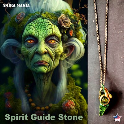 Uncut Gemstone Pendant Necklace Spirit Guide Witch Magic Portal Amulet Raw Stone